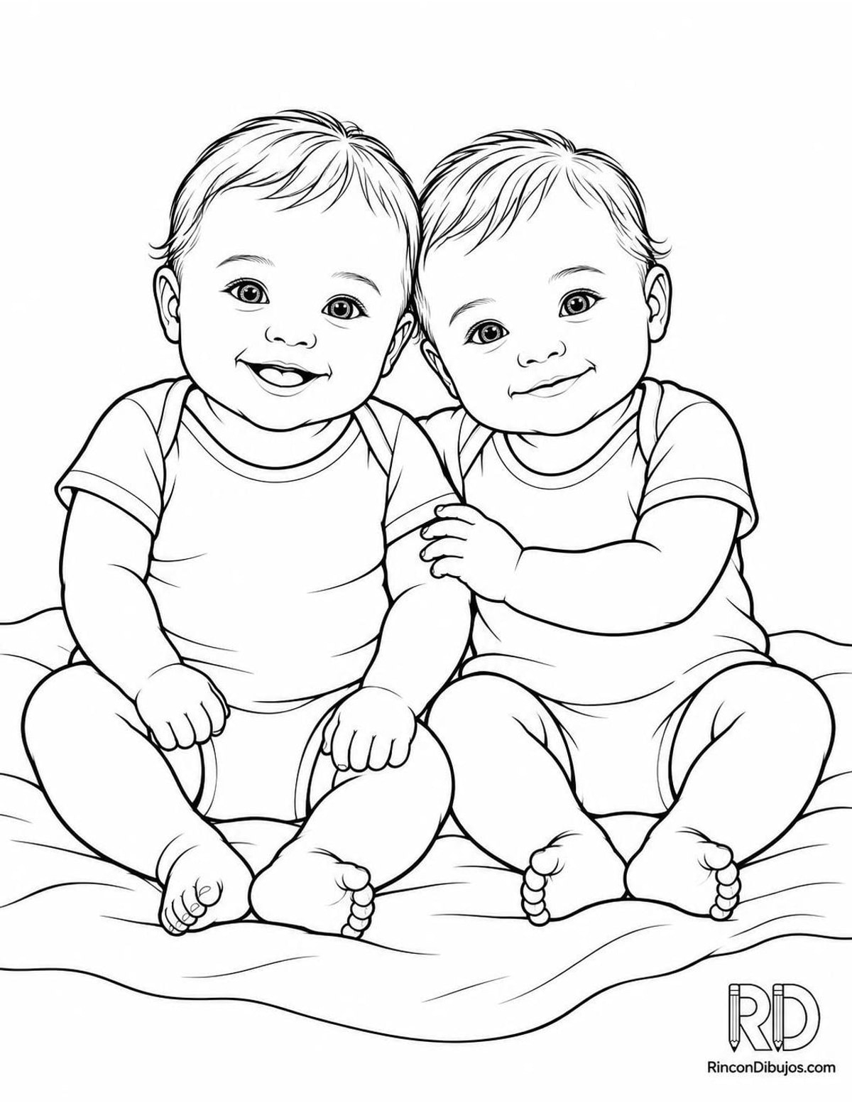 Dibujo de bebés gemelos para colorear Dibujo de bebés gemelos para colorear