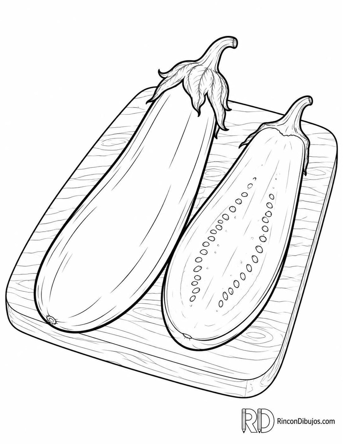 Dibujo de berenjena cortada para colorear
