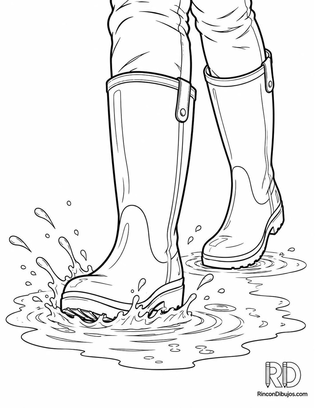 Dibujo de botas de lluvia para colorear Dibujo de botas de lluvia para colorear
