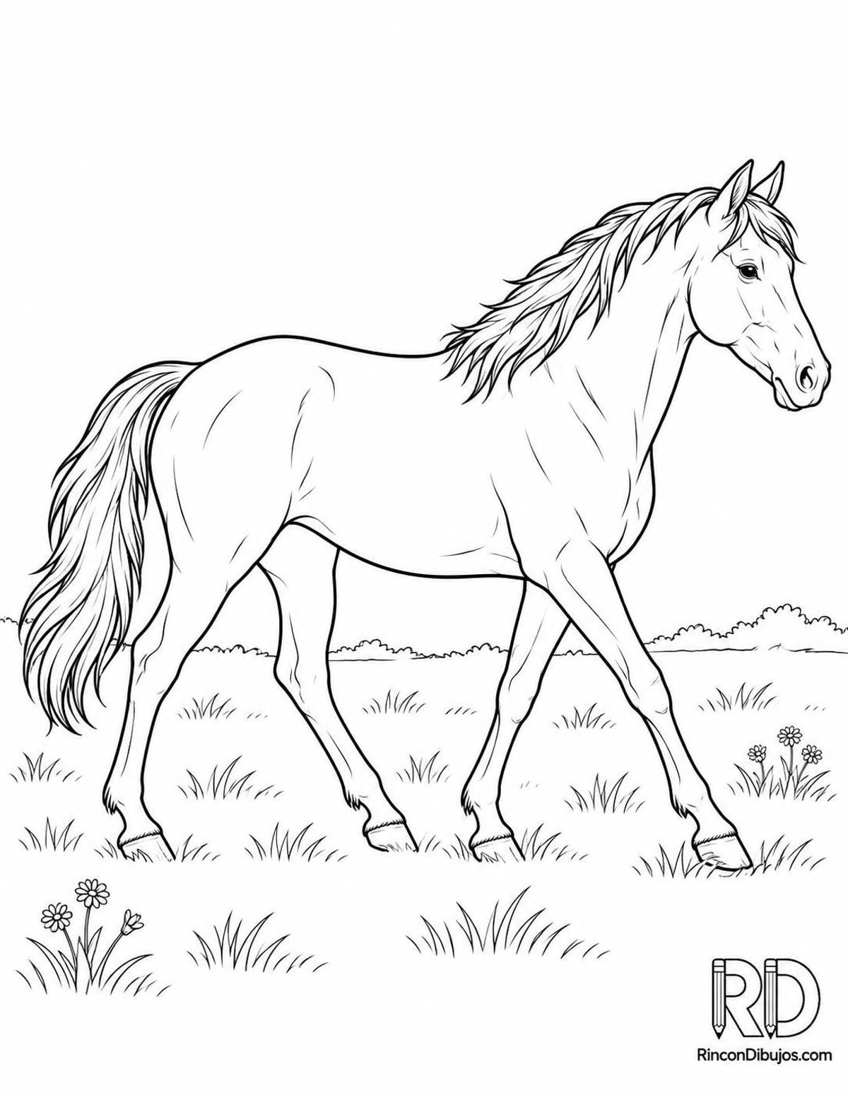 Dibujo de caballo caminando para colorear Dibujo de caballo caminando para colorear