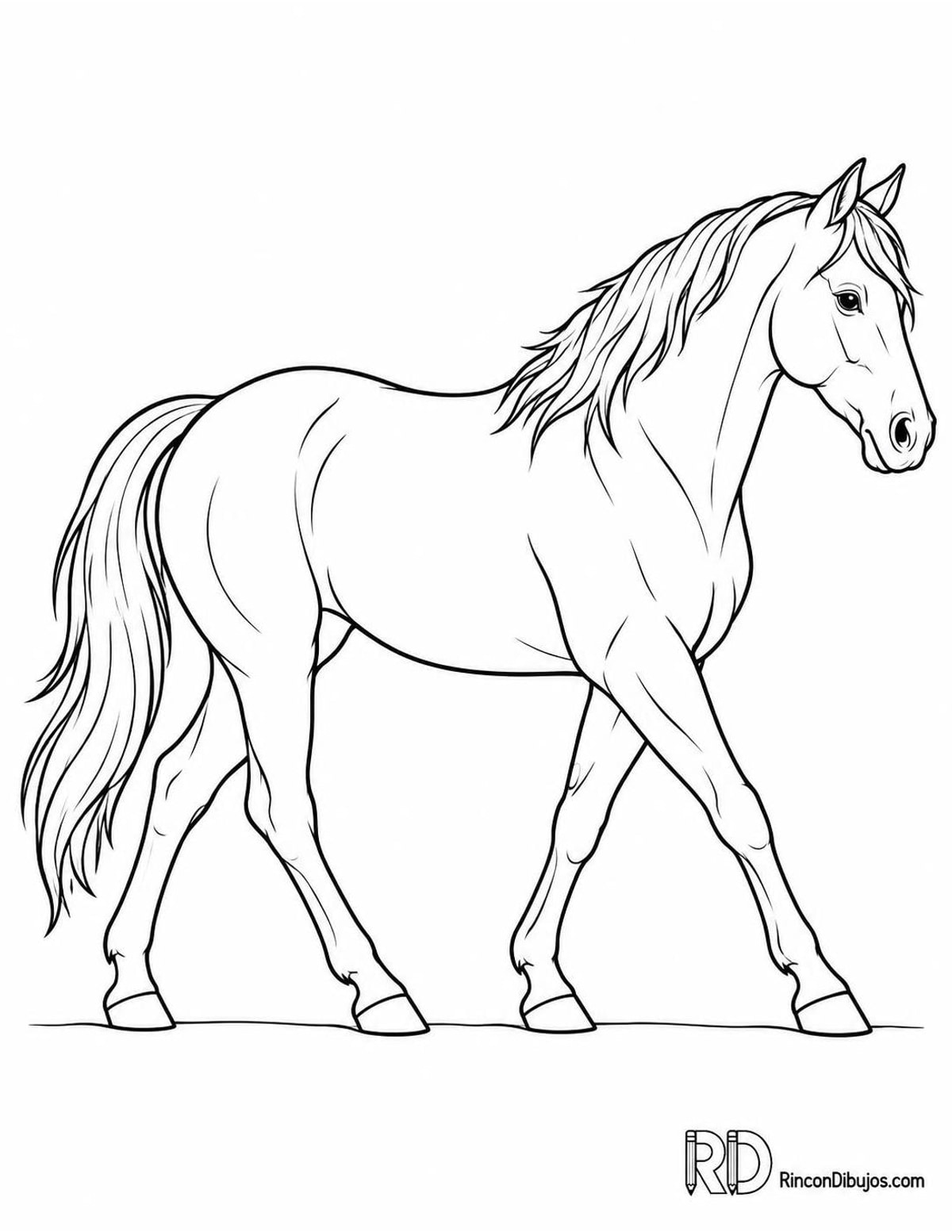 Dibujo de caballo caminando para colorear Dibujo de caballo caminando para colorear