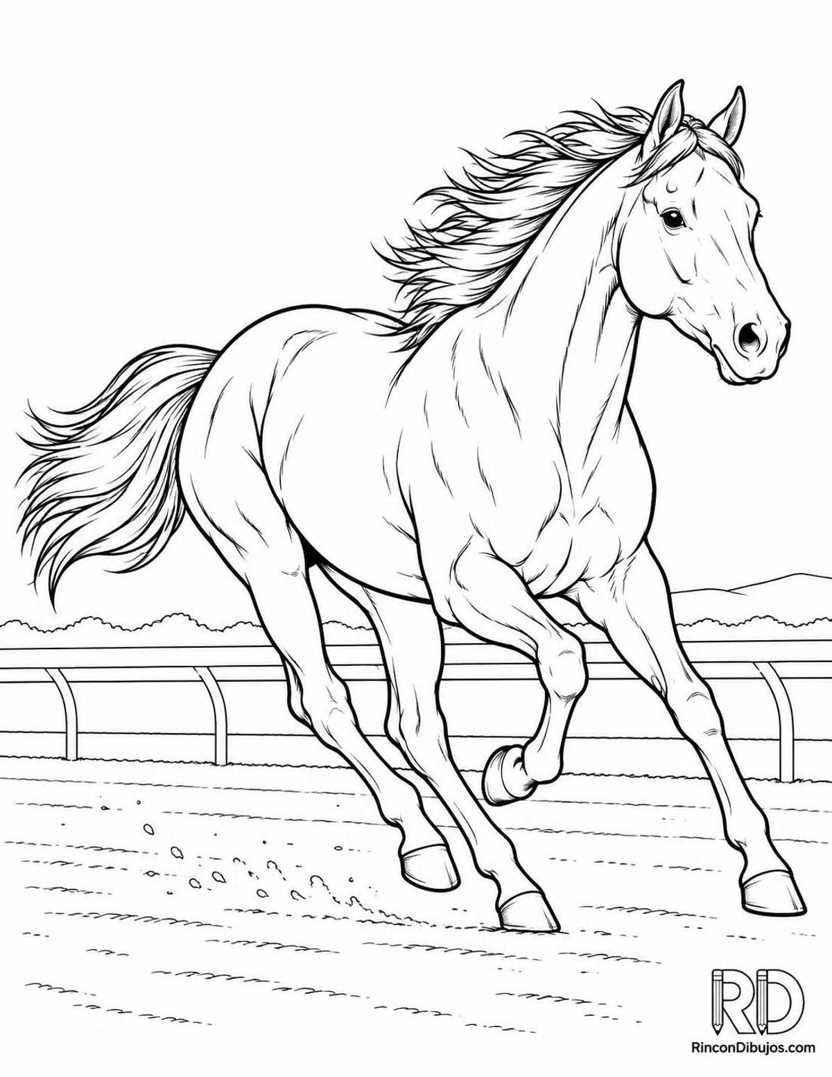 Dibujo de caballo pura sangre para colorear Dibujo de caballo pura sangre para colorear