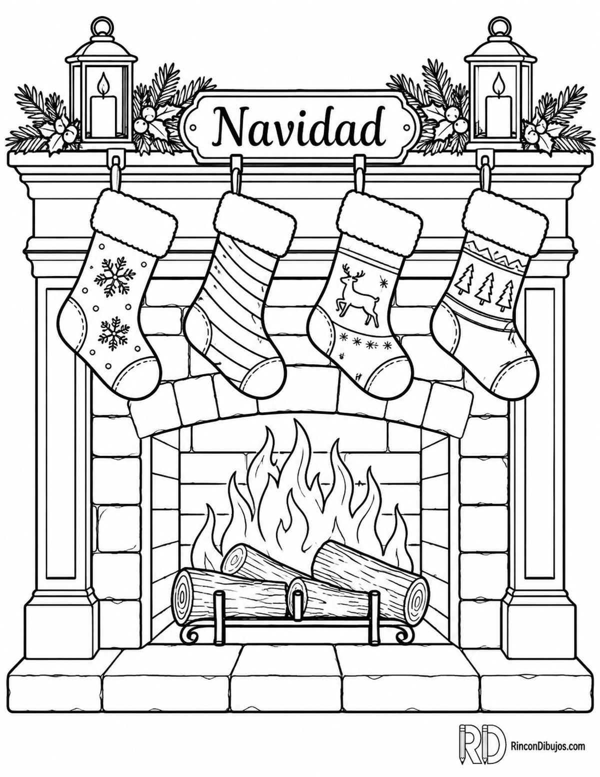 Dibujo de calcetines de Navidad para colorear Dibujo de calcetines de Navidad para colorear