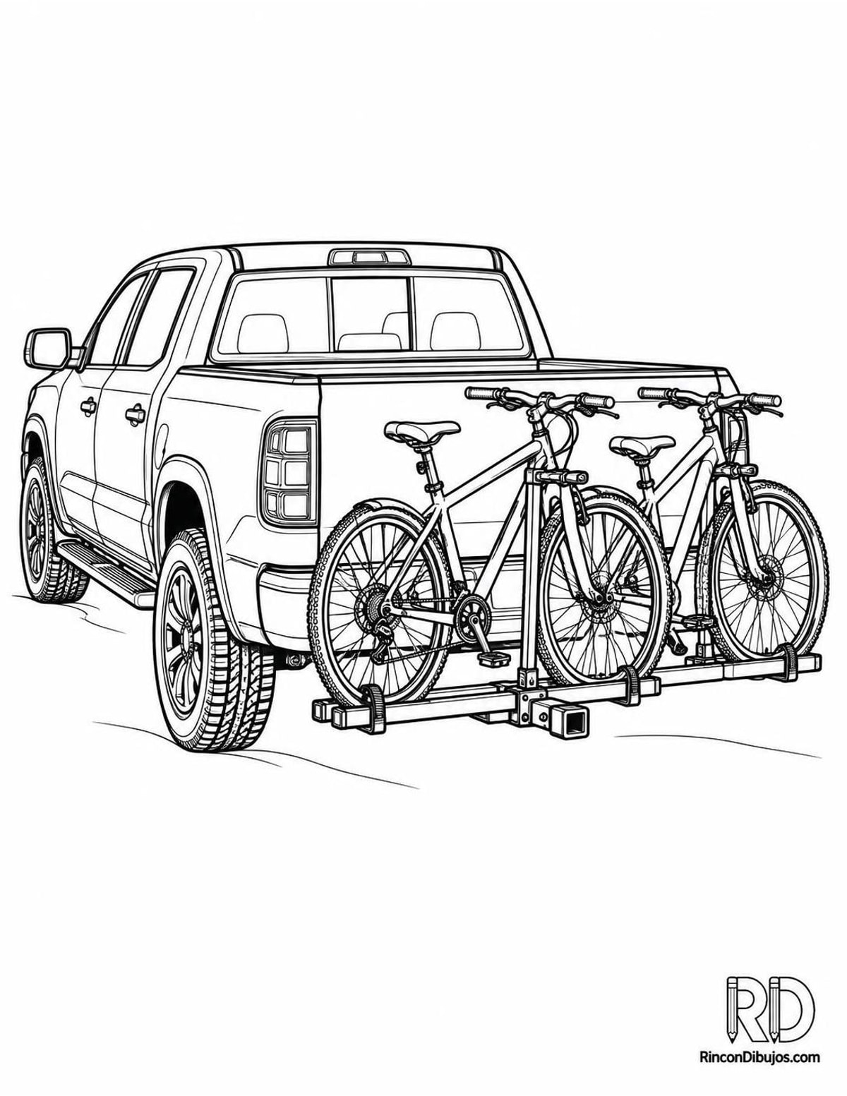Dibujo de camioneta con bicicletas para colorear Dibujo de camioneta con bicicletas para colorear