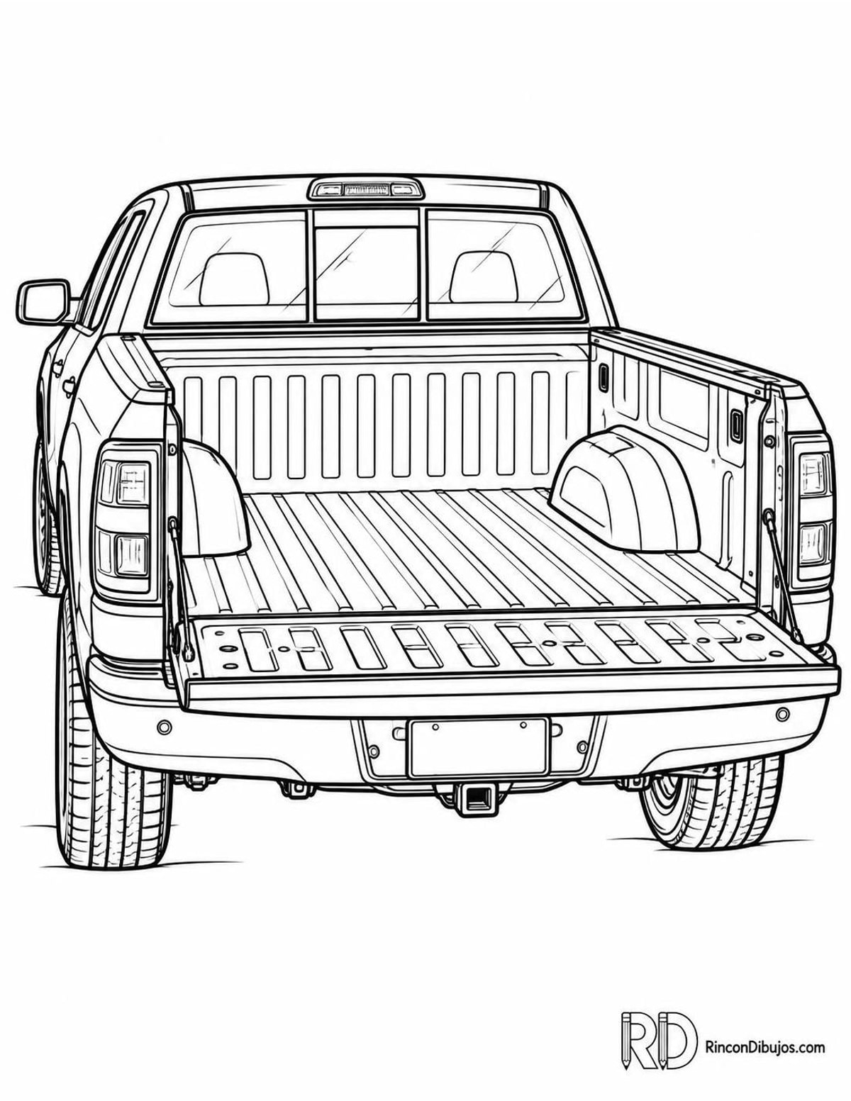 Dibujo de camioneta con compuerta abierta para colorear Dibujo de camioneta con compuerta abierta para colorear