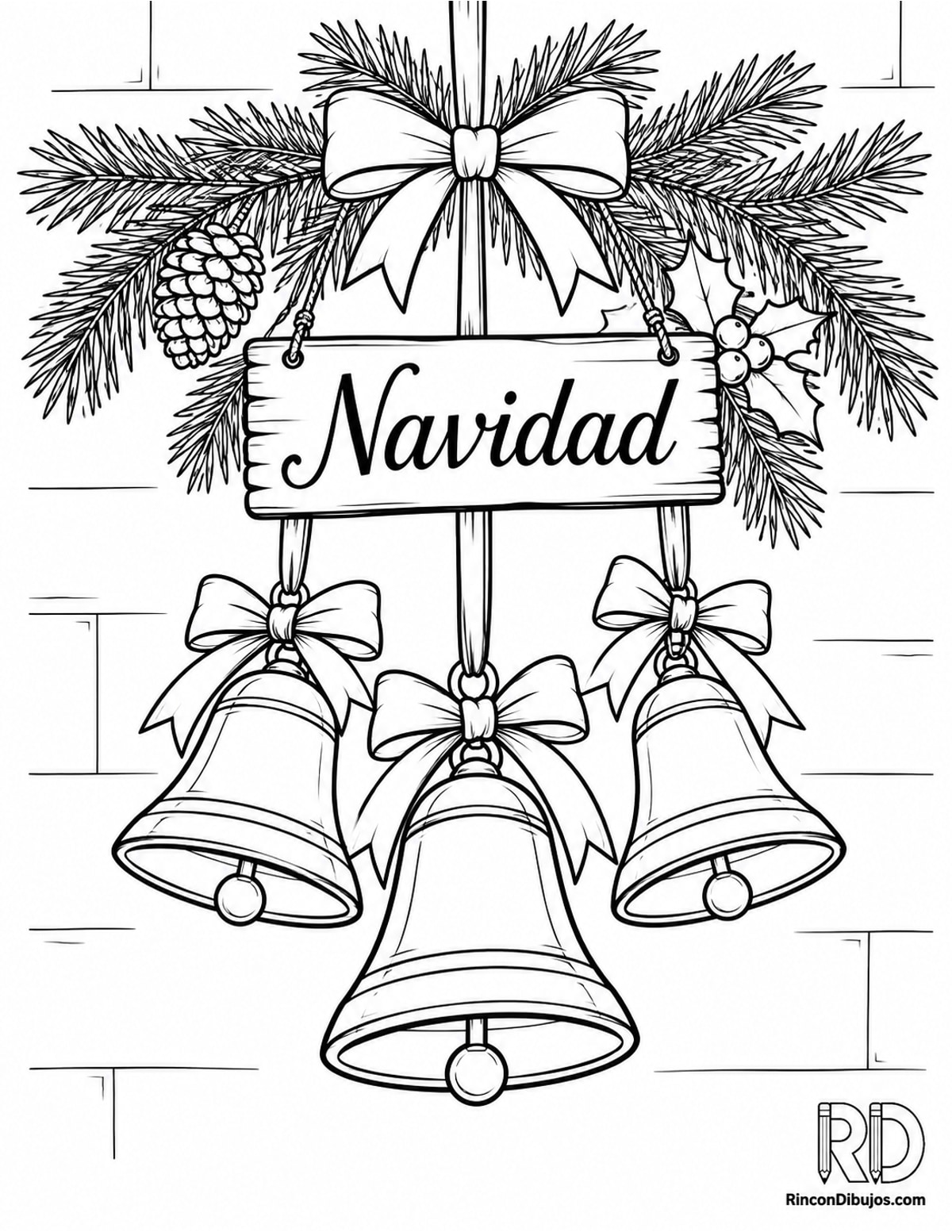Dibujo de campanas de Navidad para colorear Dibujo de campanas de Navidad para colorear