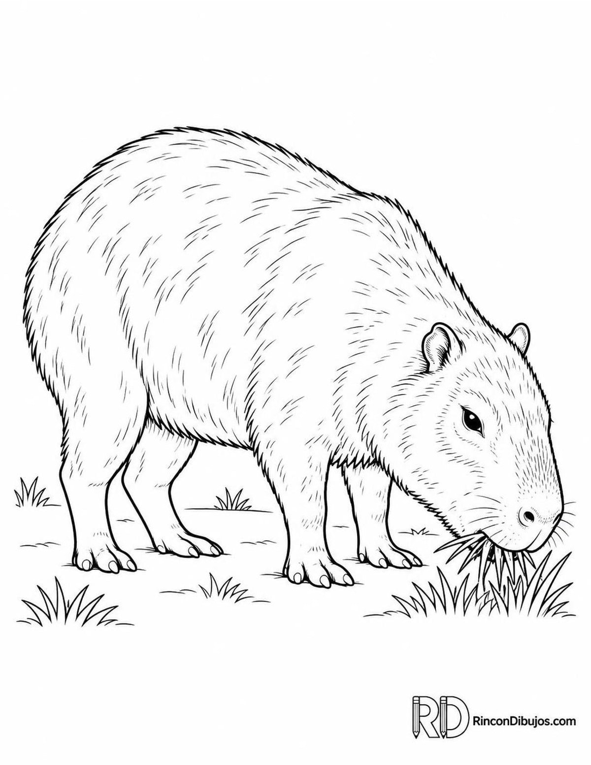 Dibujo de capibara comiendo para colorear Dibujo de capibara comiendo para colorear