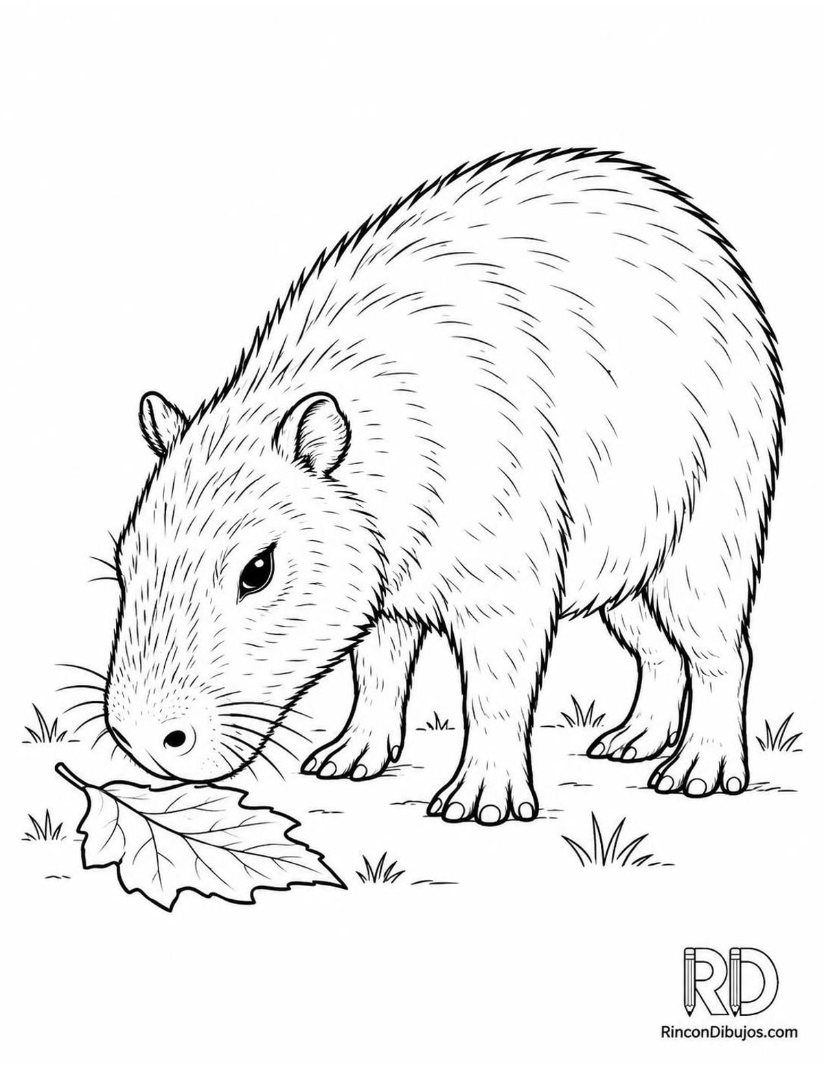 Dibujo de capibara joven para colorear Dibujo de capibara joven para colorear