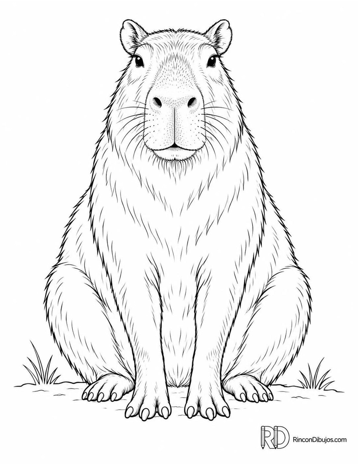 Dibujo de capibara sentada para colorear Dibujo de capibara sentada para colorear