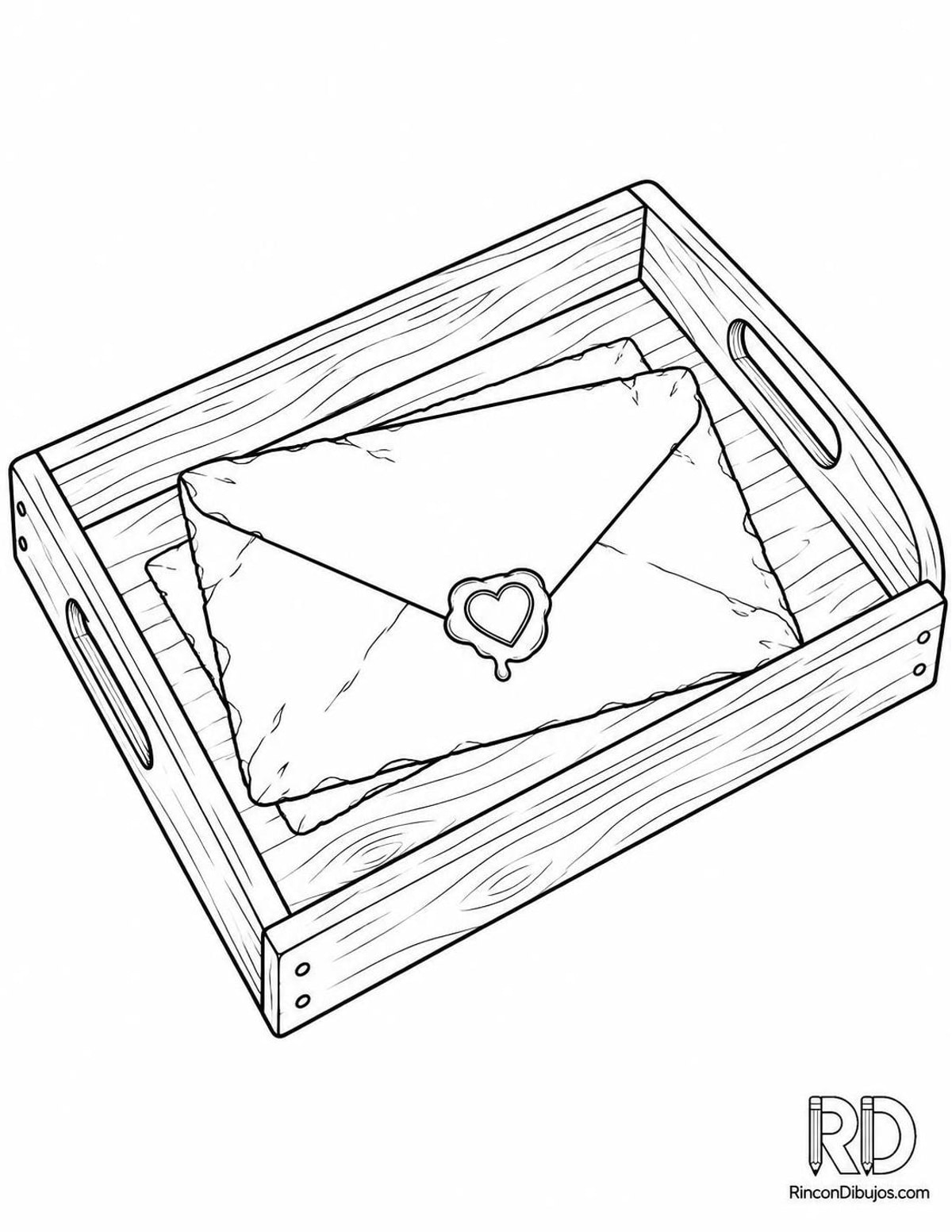 Dibujo de carta de amor antigua para colorear