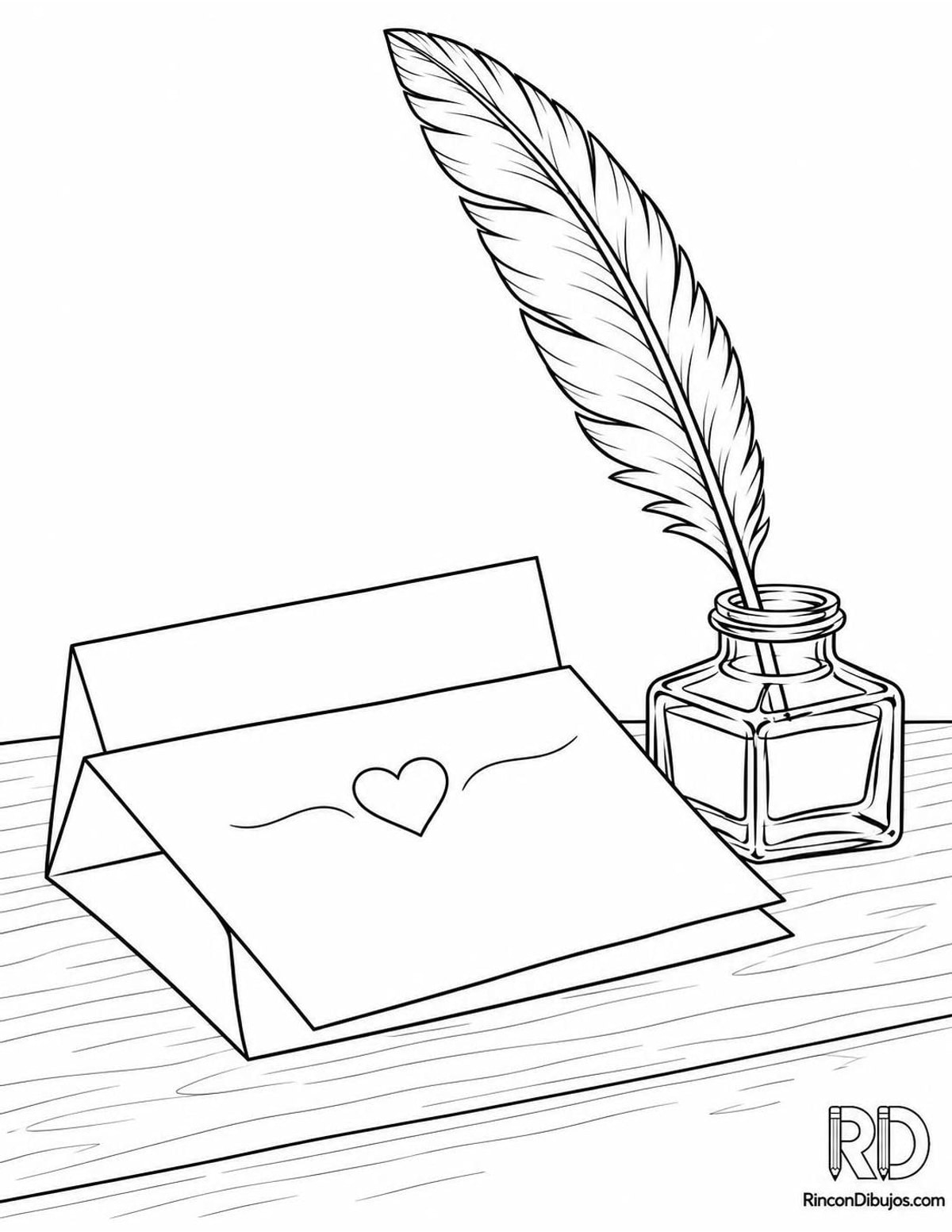 Dibujo de carta de amor doblada para colorear