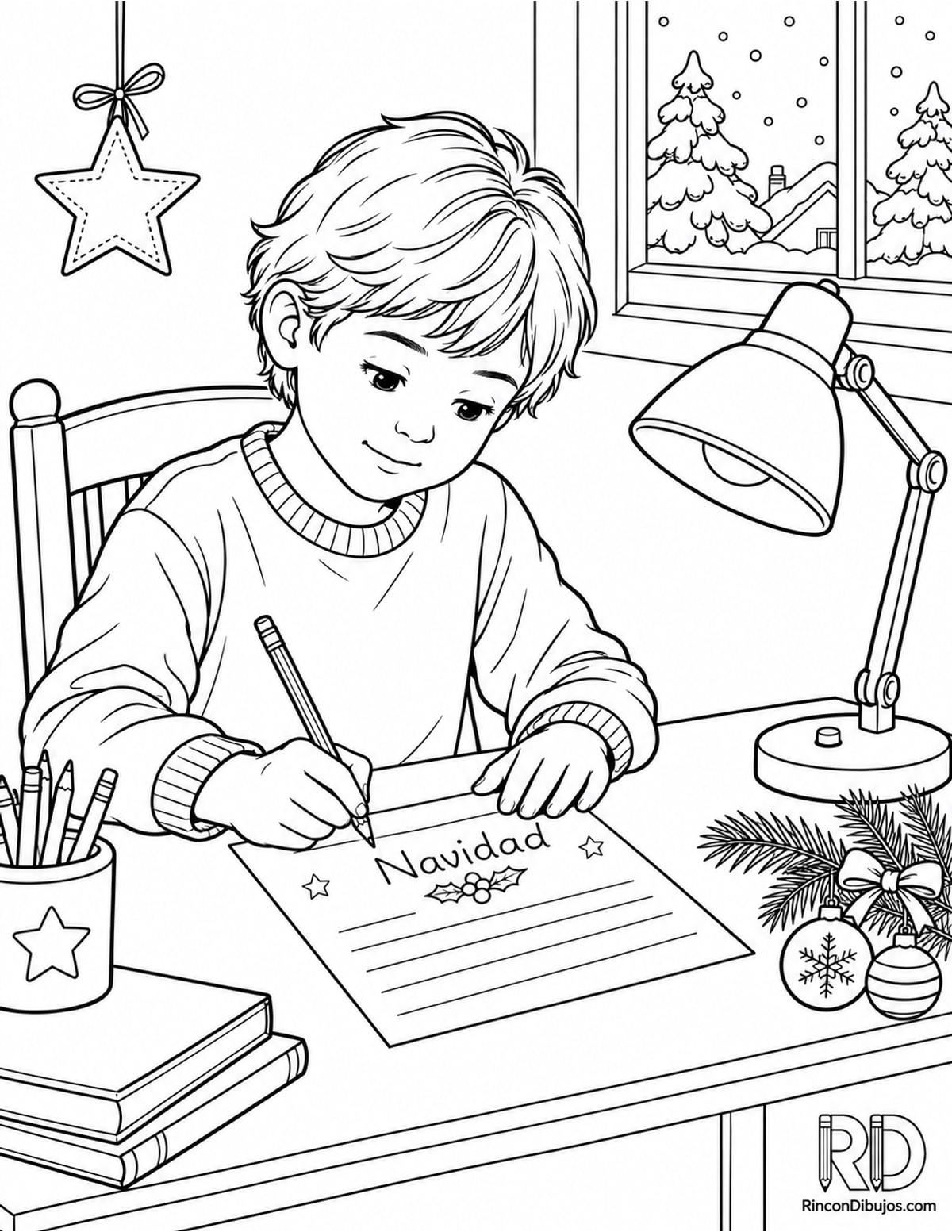 Dibujo de carta Navidad para colorear