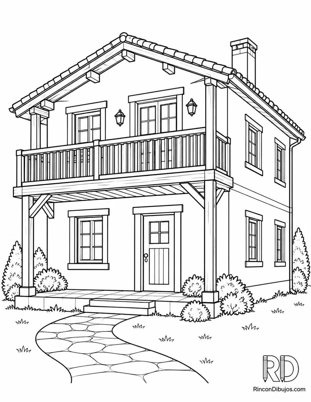 Dibujo de casa de dos plantas para colorear