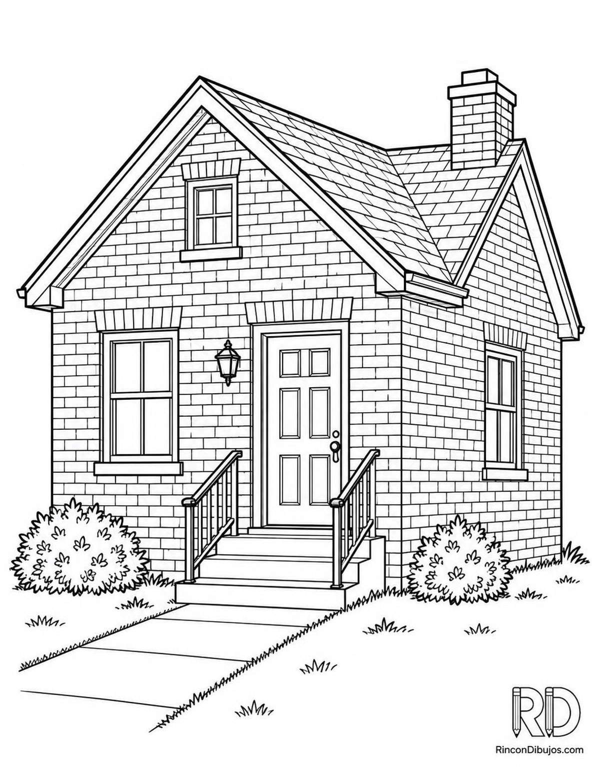Dibujo de casa de ladrillo para colorear