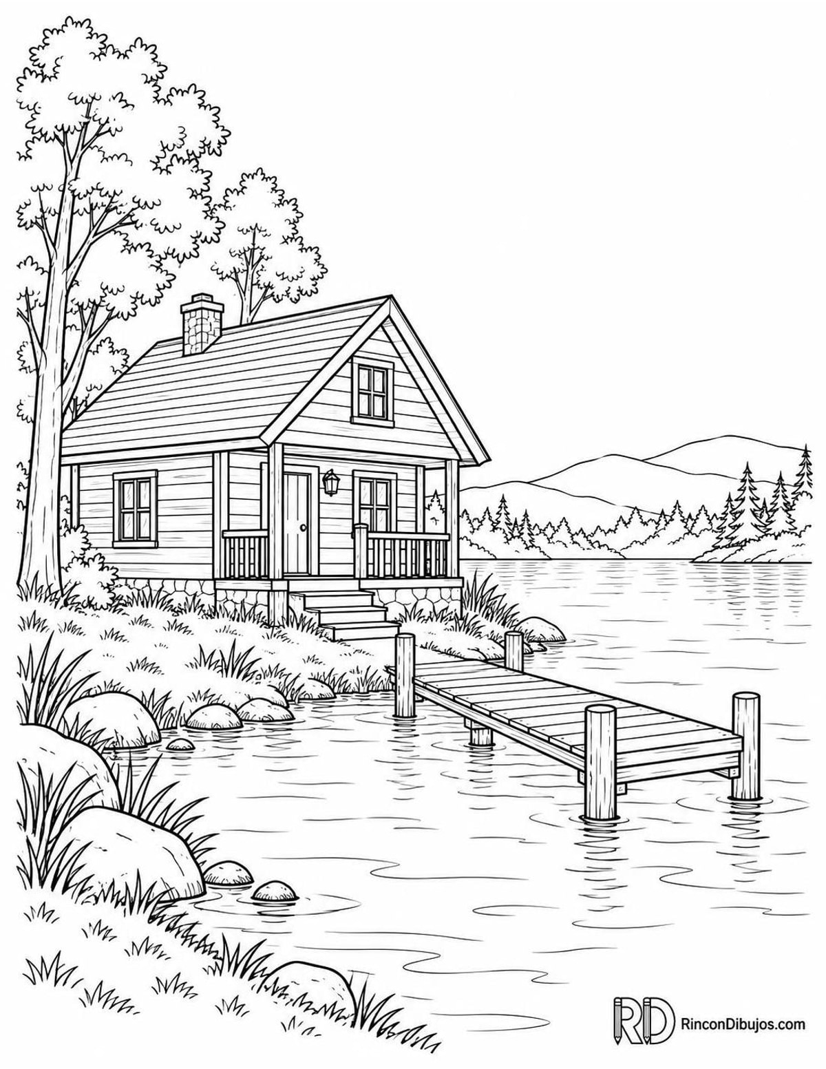 Dibujo de casa de madera para colorear