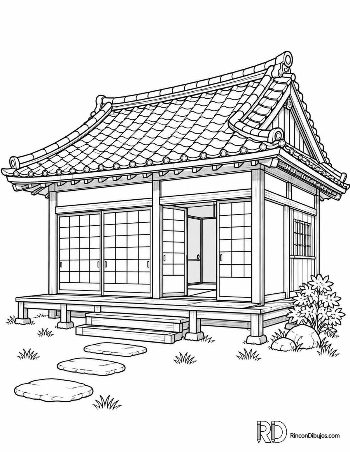 Dibujo de casa japonesa para colorear