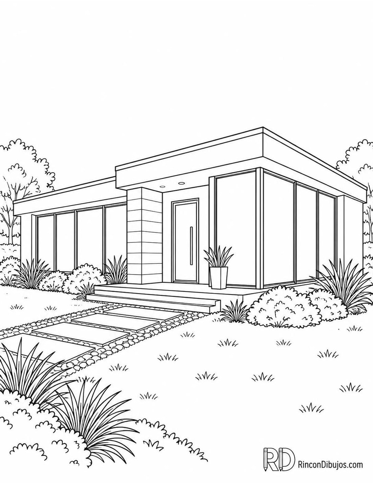 Dibujo de casa moderna para colorear