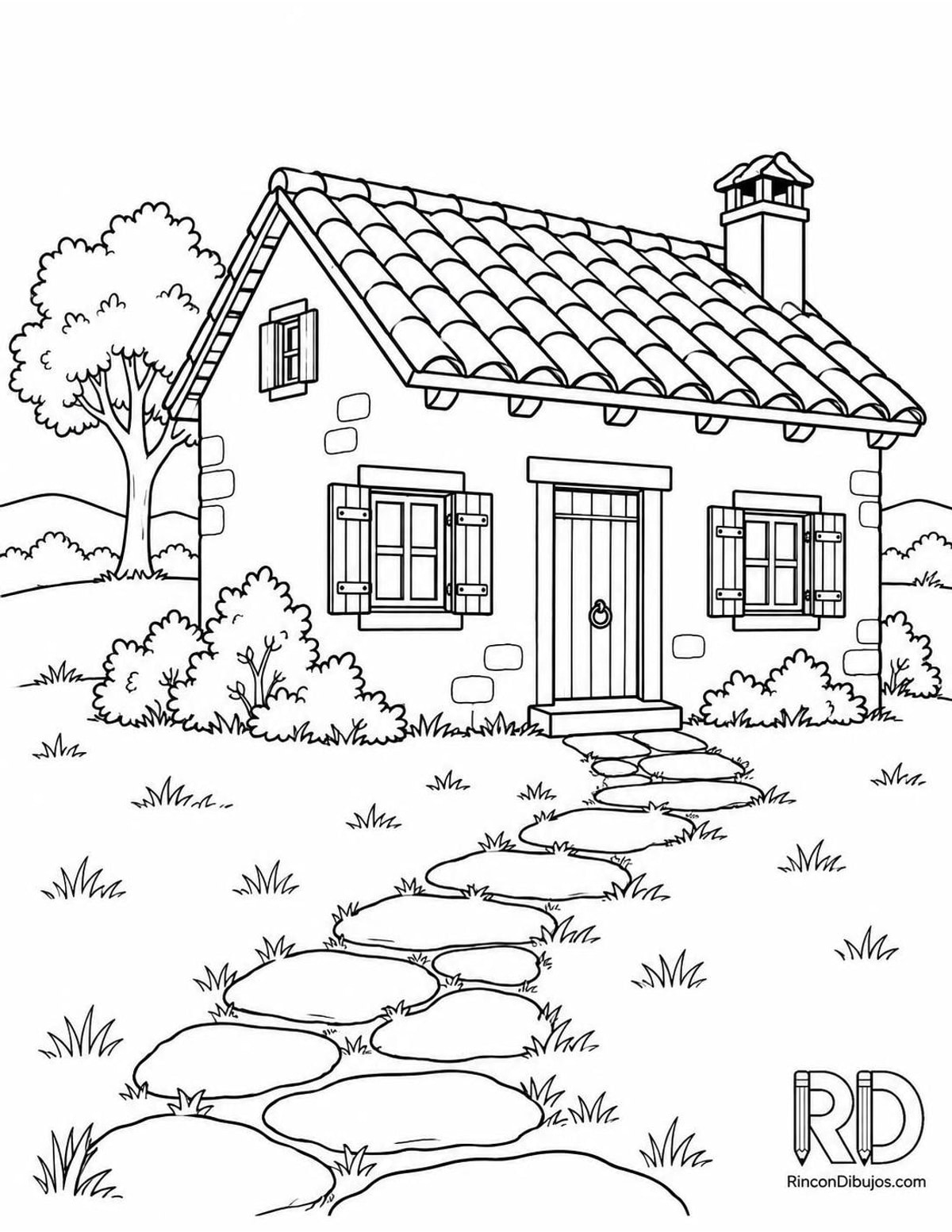 Dibujo de casa rural para colorear