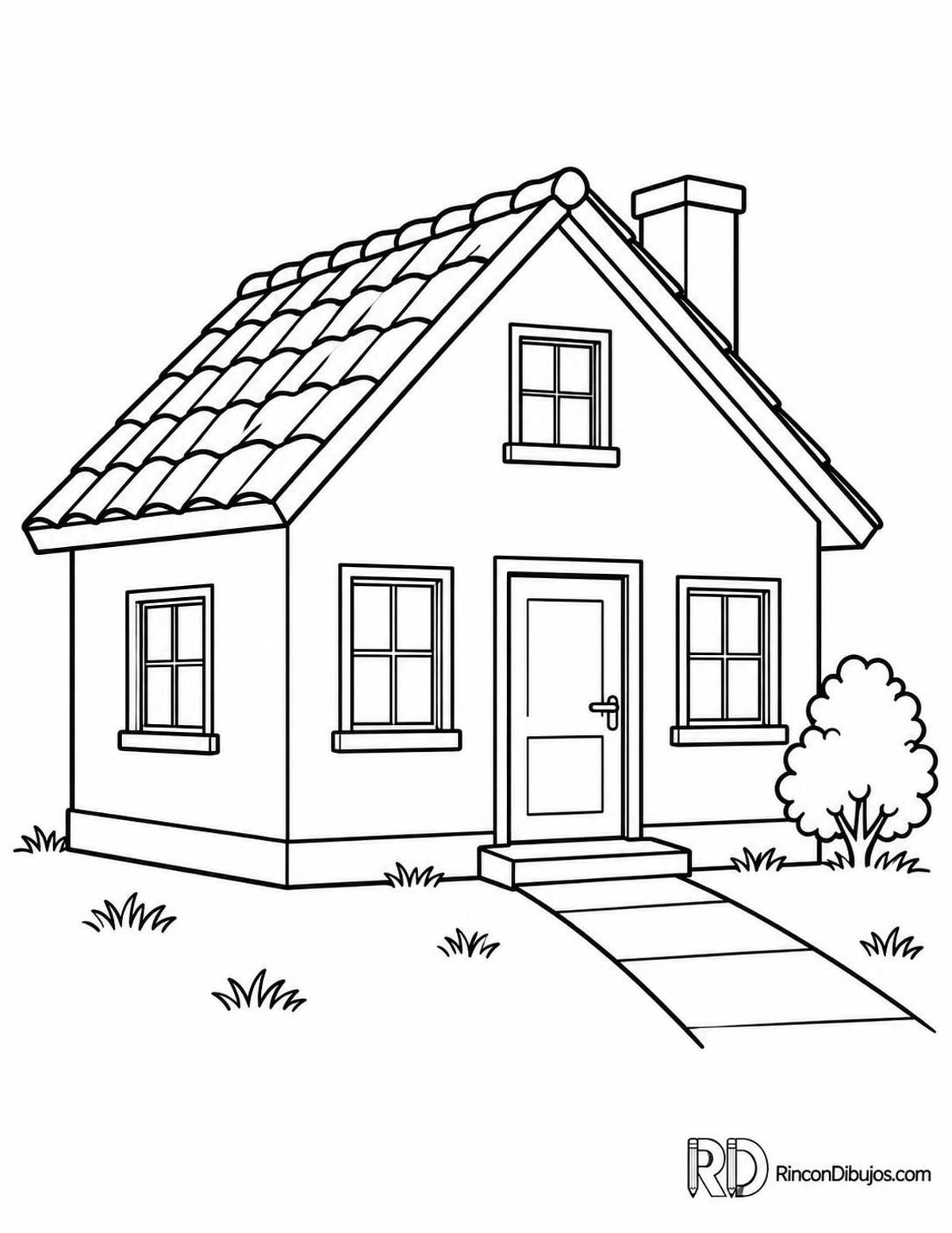 Dibujo de casa sencilla para colorear Dibujo de casa sencilla para colorear