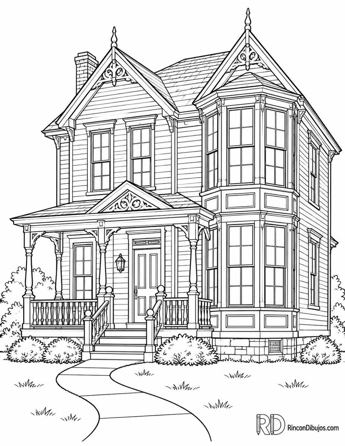 Dibujo de casa victoriana para colorear