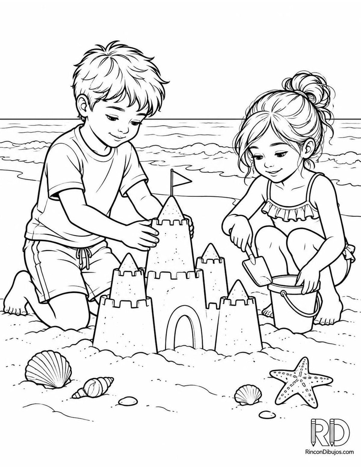 Dibujo de castillo de arena para colorear Dibujo de castillo de arena para colorear