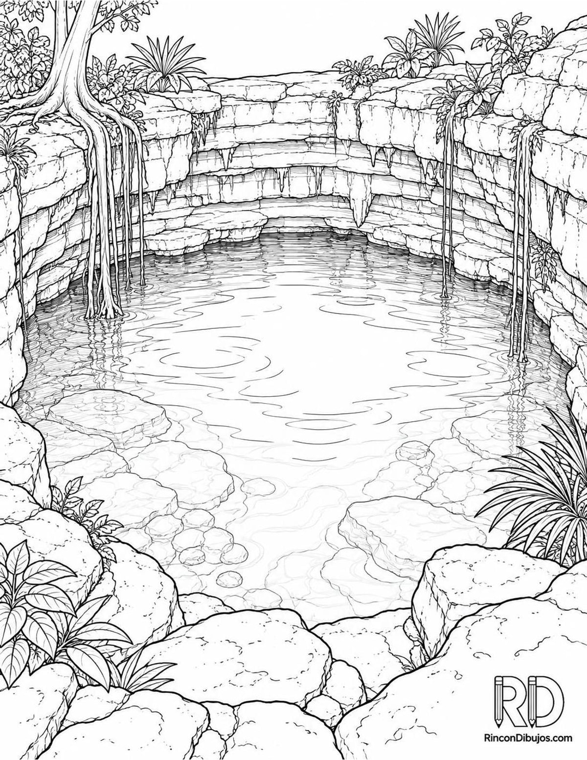 Dibujo de cenote abierto para colorear