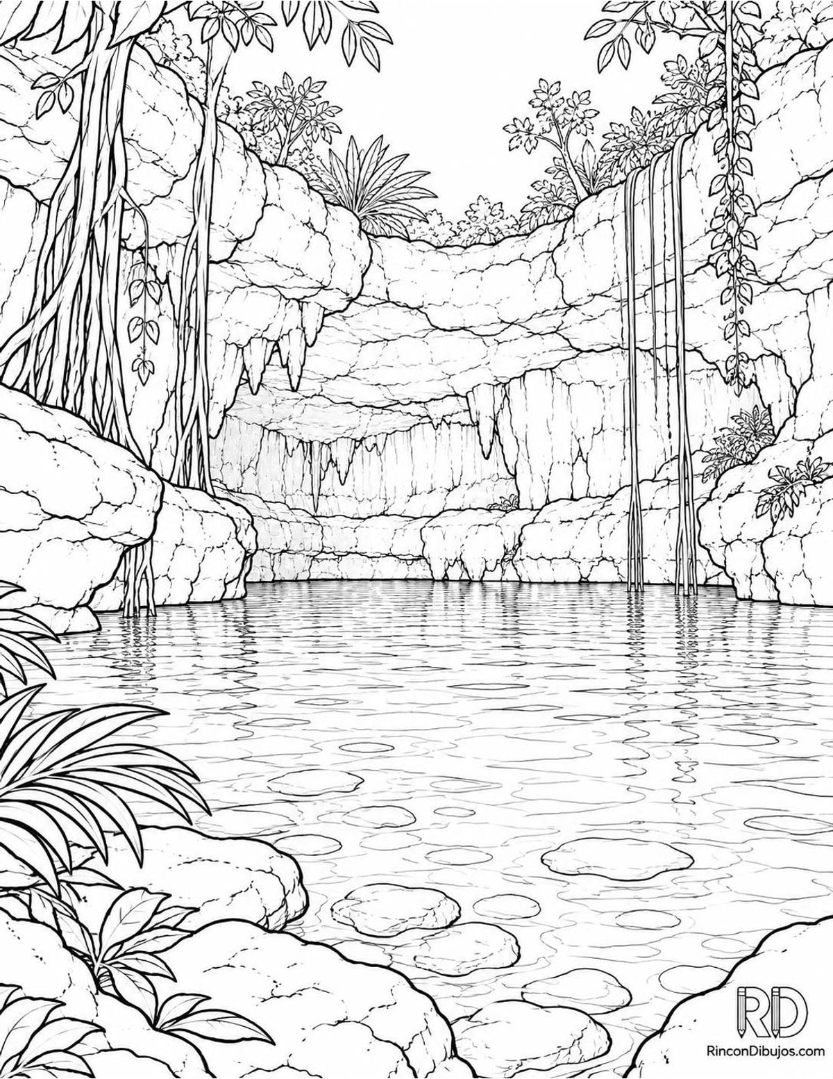 Dibujo de cenote natural para colorear