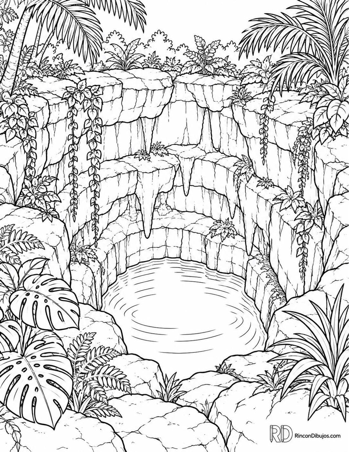 Dibujo de cenote profundo para colorear