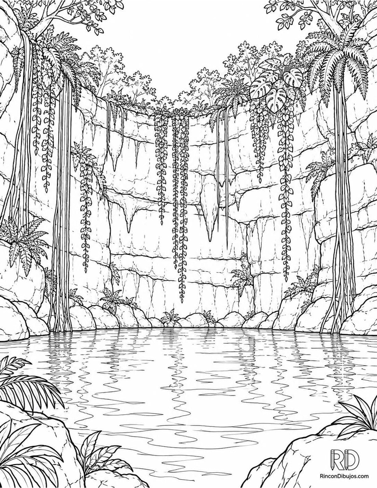 Dibujo de cenote rocoso para colorear