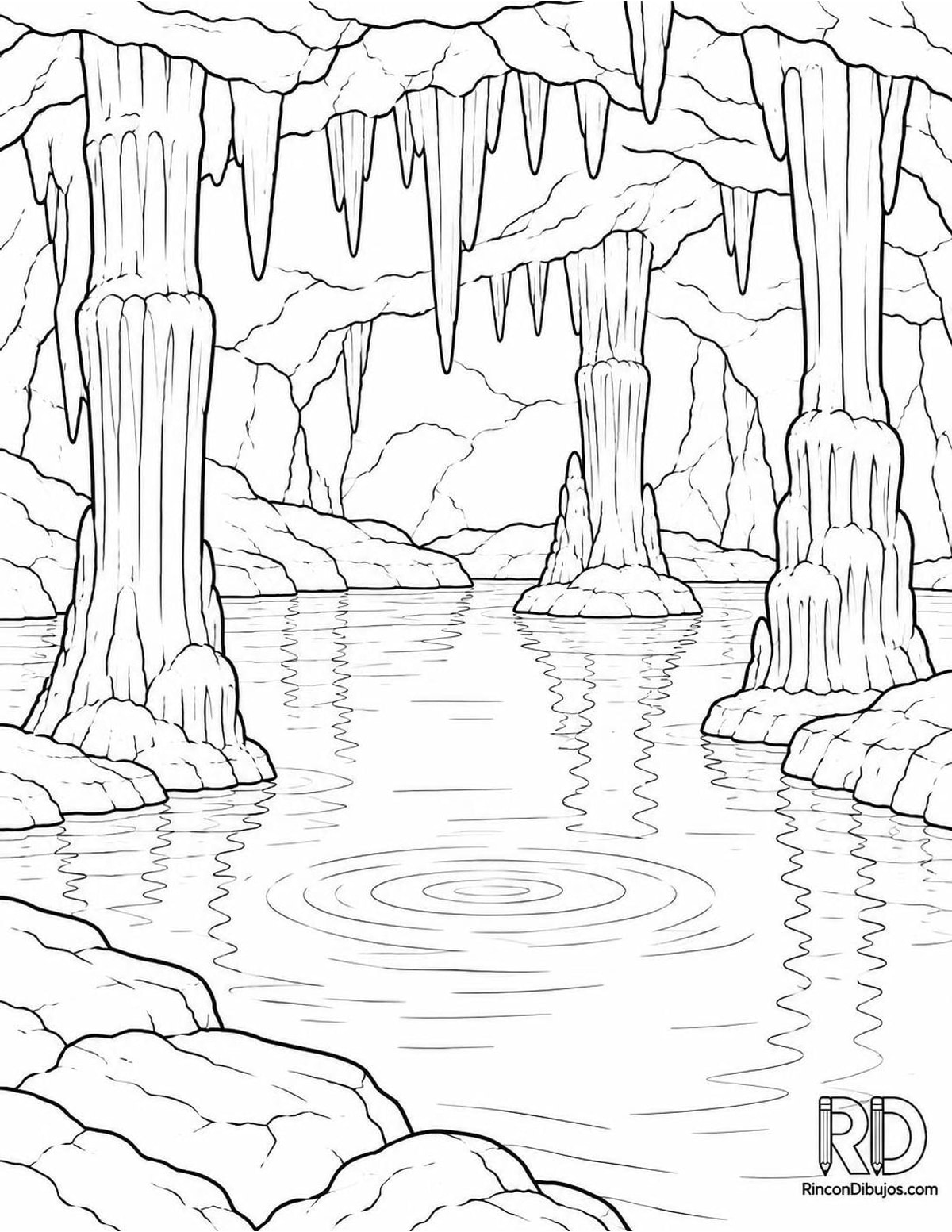 Dibujo de cenote subterráneo para colorear
