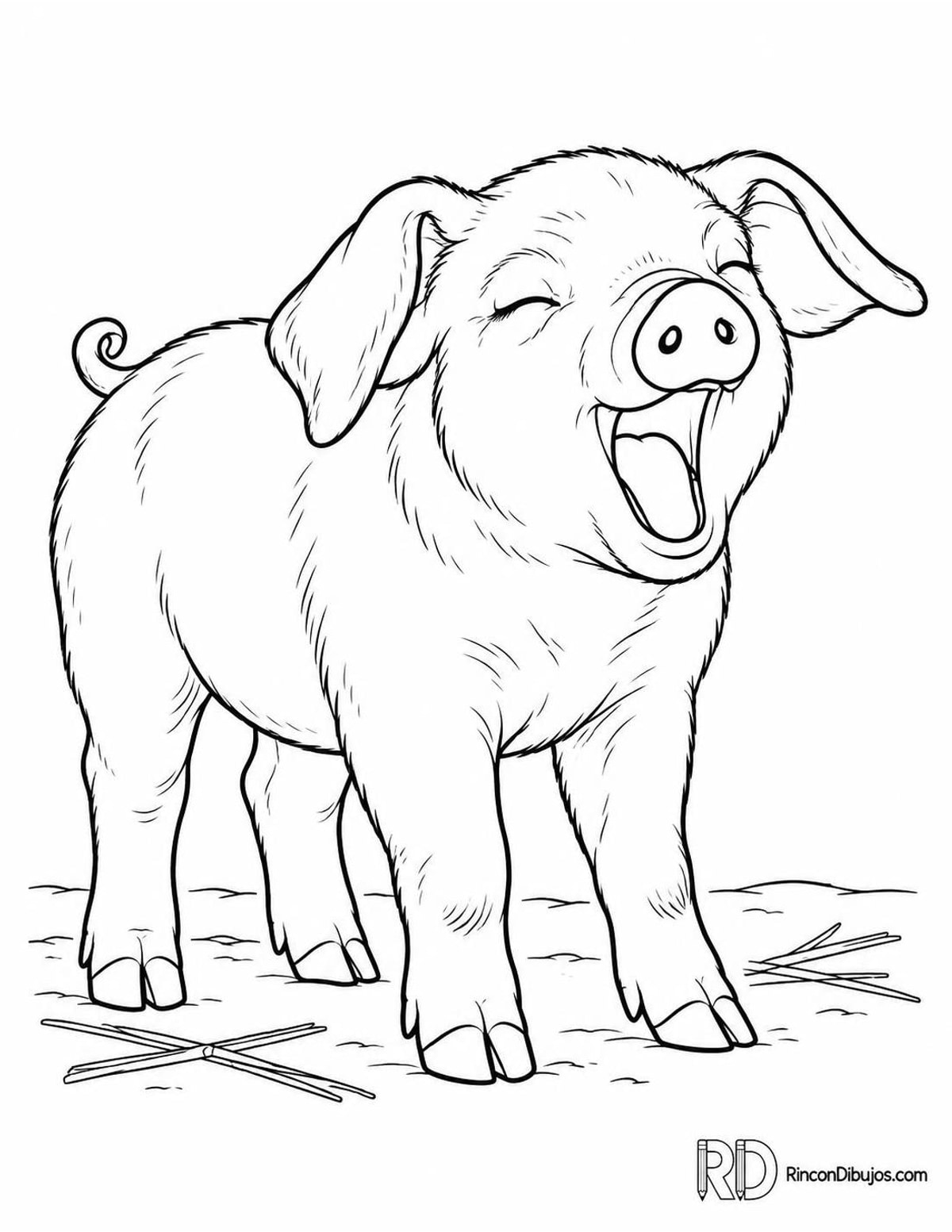 Dibujo de cerdito bostezando para colorear Dibujo de cerdito bostezando para colorear