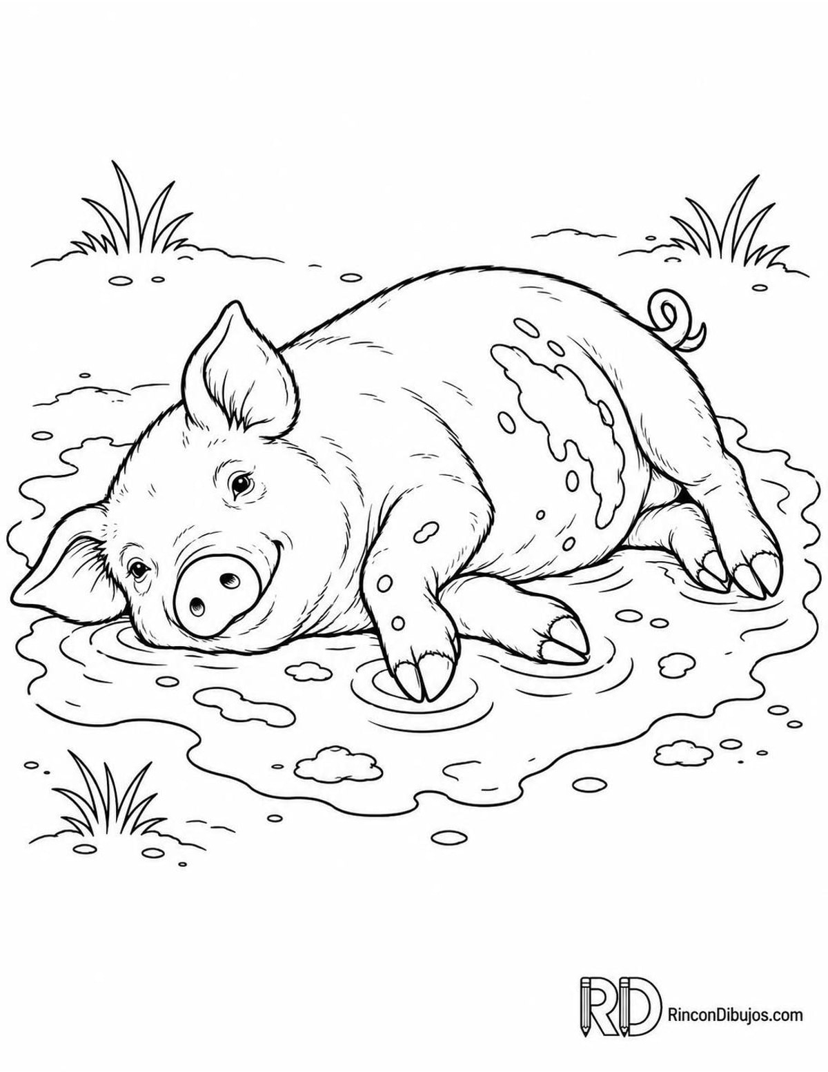 Dibujo de cerdito en barro para colorear