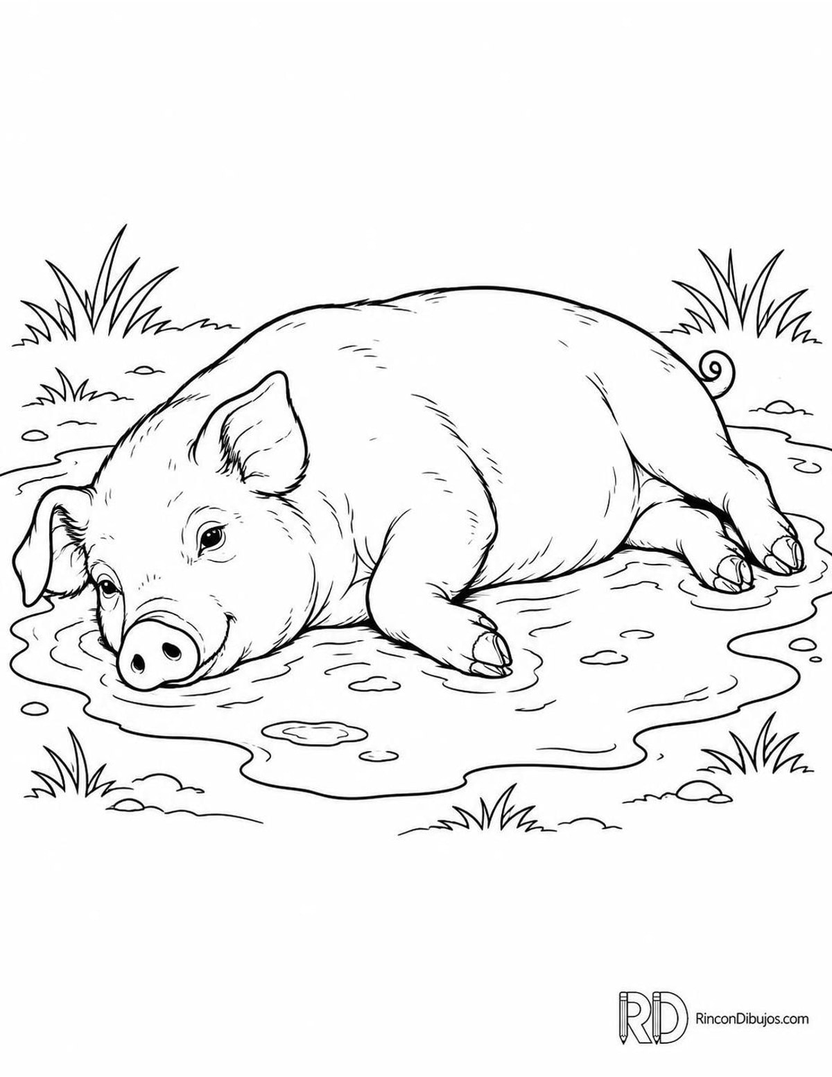 Dibujo de cerdito en barro para colorear Dibujo de cerdito en barro para colorear