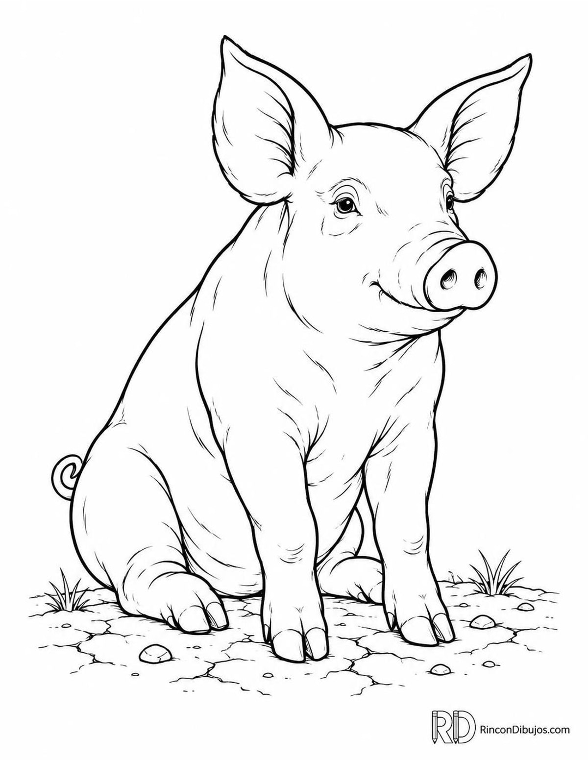 Dibujo de cerdito Large White para colorear Dibujo de cerdito Large White para colorear
