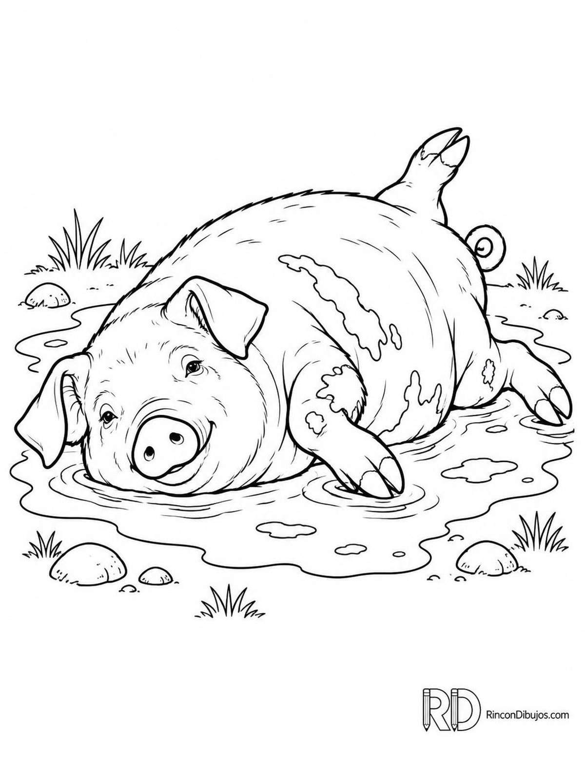 Dibujo de cerdo en barro para colorear Dibujo de cerdo en barro para colorear