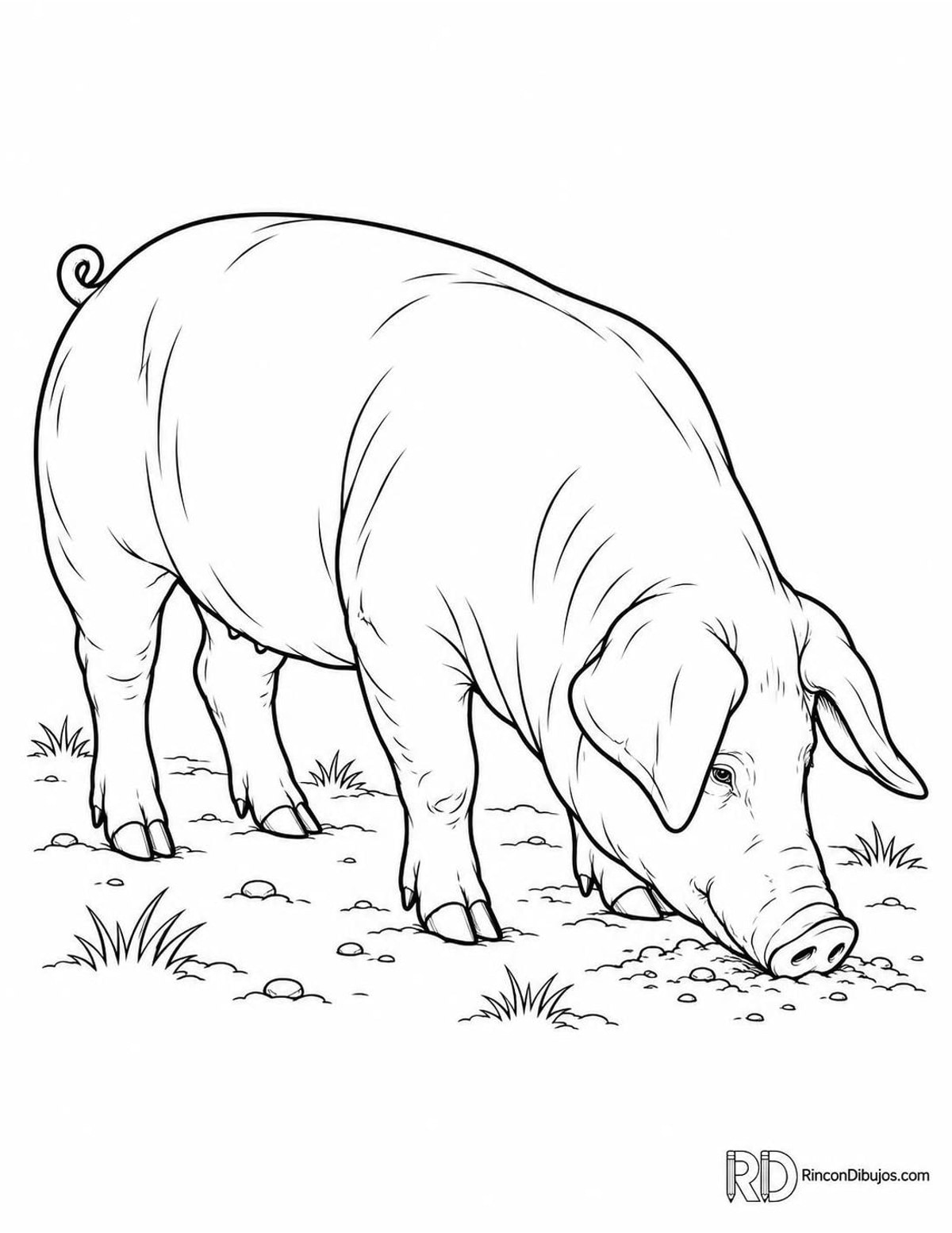 Dibujo de cerdo landrace para colorear Dibujo de cerdo landrace para colorear