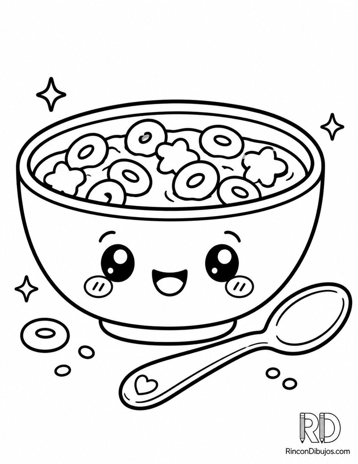 Dibujo de cereal kawaii para colorear