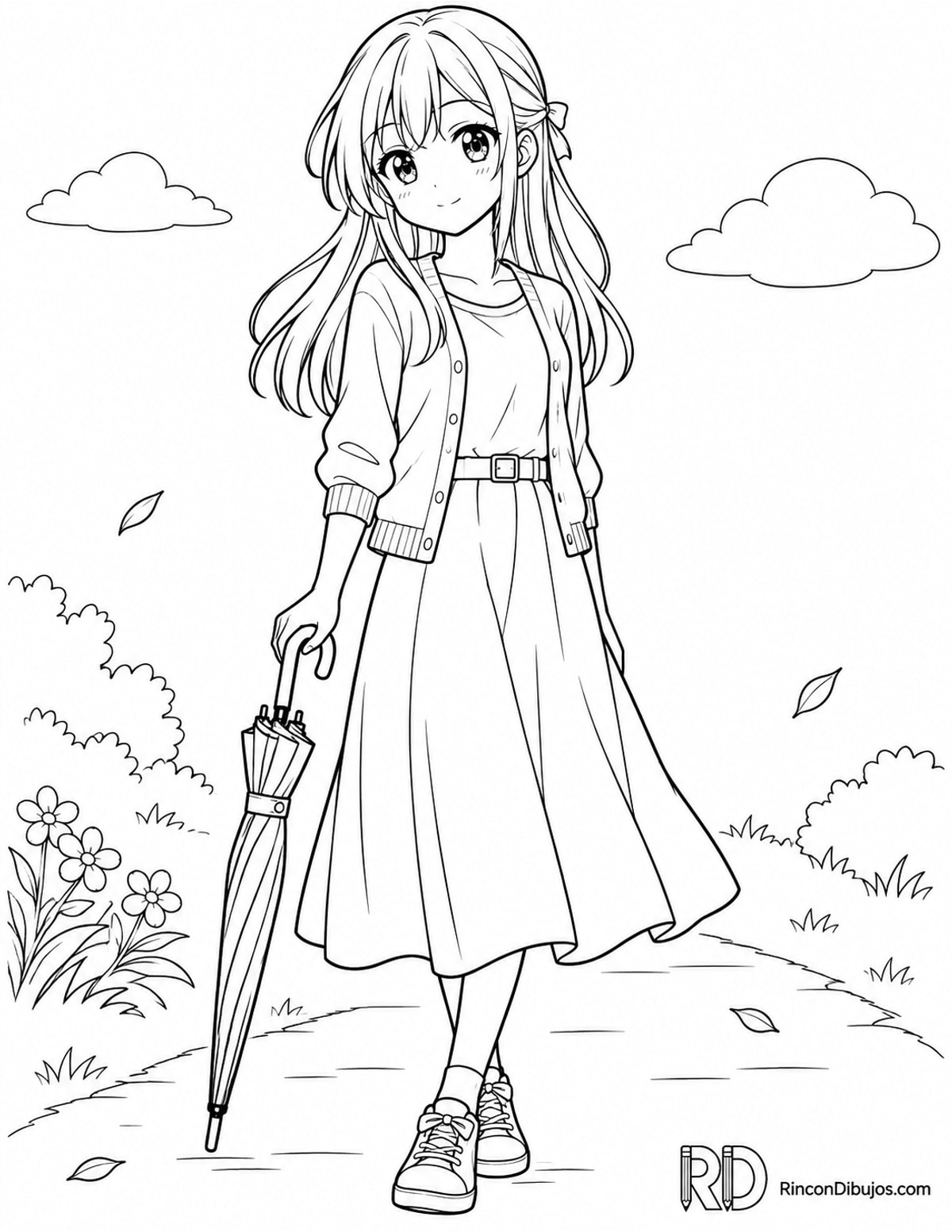 Dibujo de chica anime manga para colorear Dibujo de chica anime manga para colorear