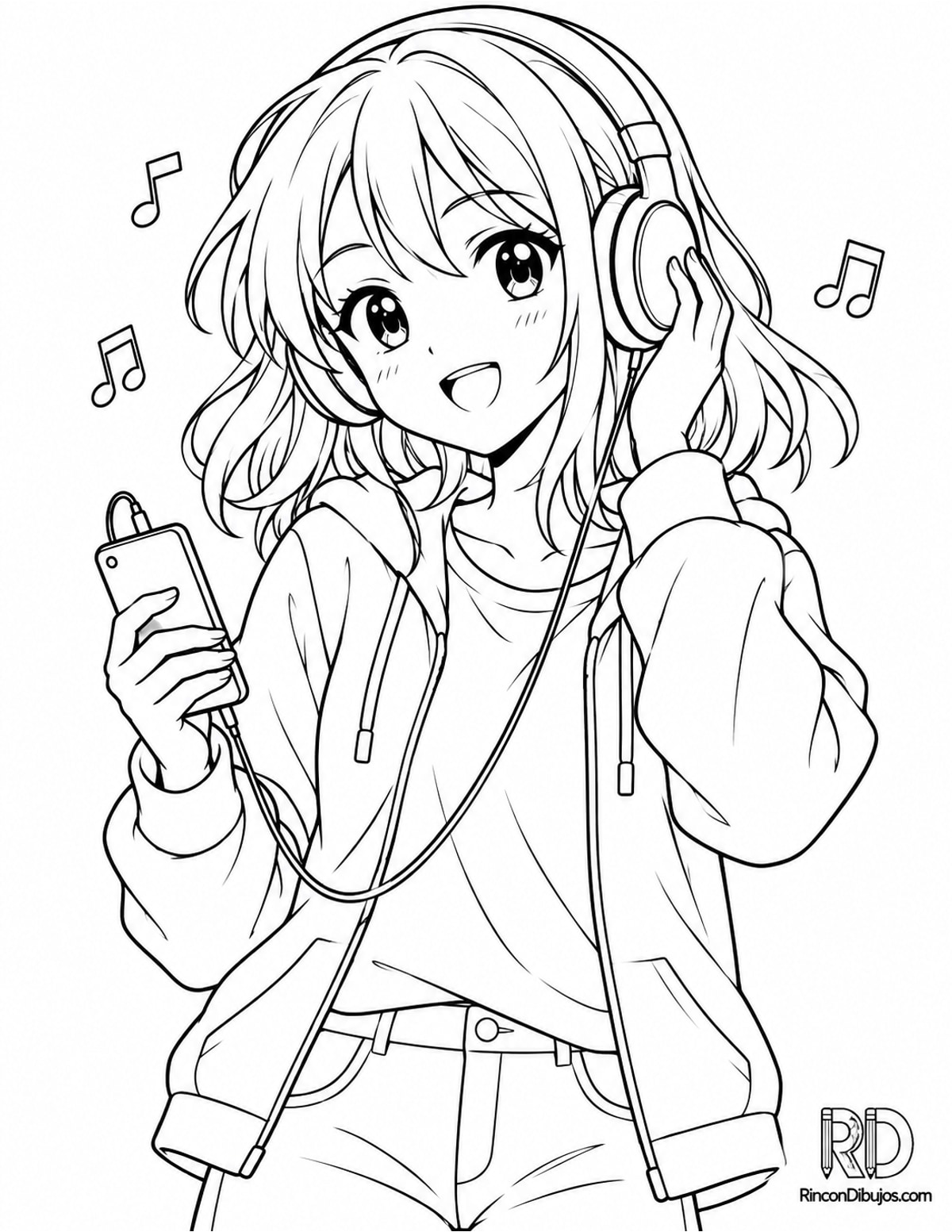 Dibujo de chica anime para colorear Dibujo de chica anime para colorear