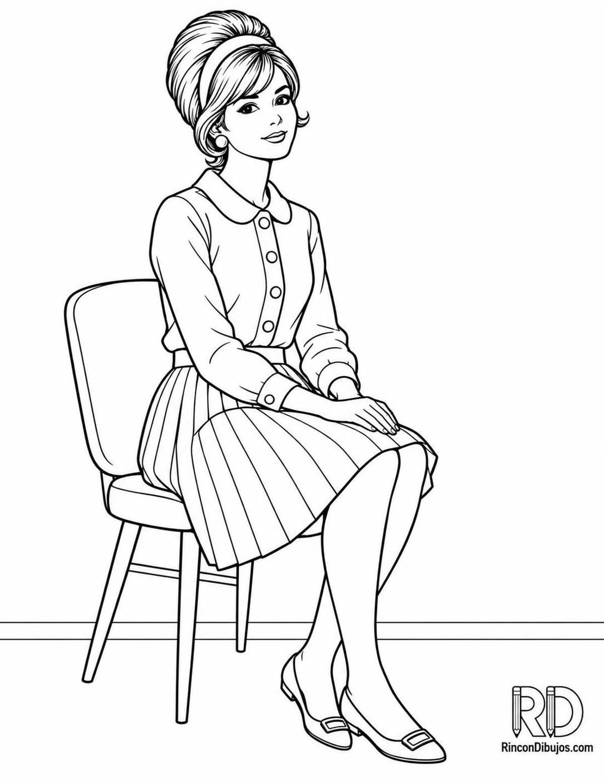 Dibujo de chica de los 60 para colorear Dibujo de chica de los 60 para colorear