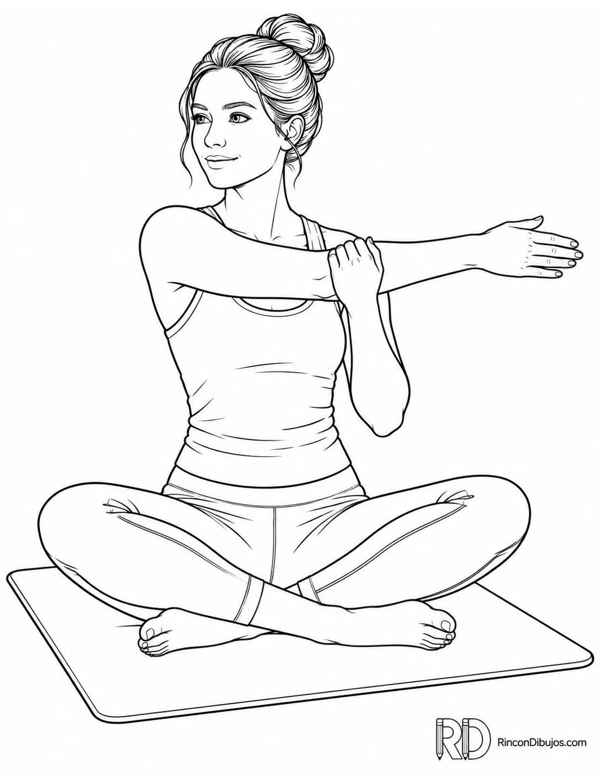Dibujo de chica haciendo estiramientos para colorear Dibujo de chica haciendo estiramientos para colorear