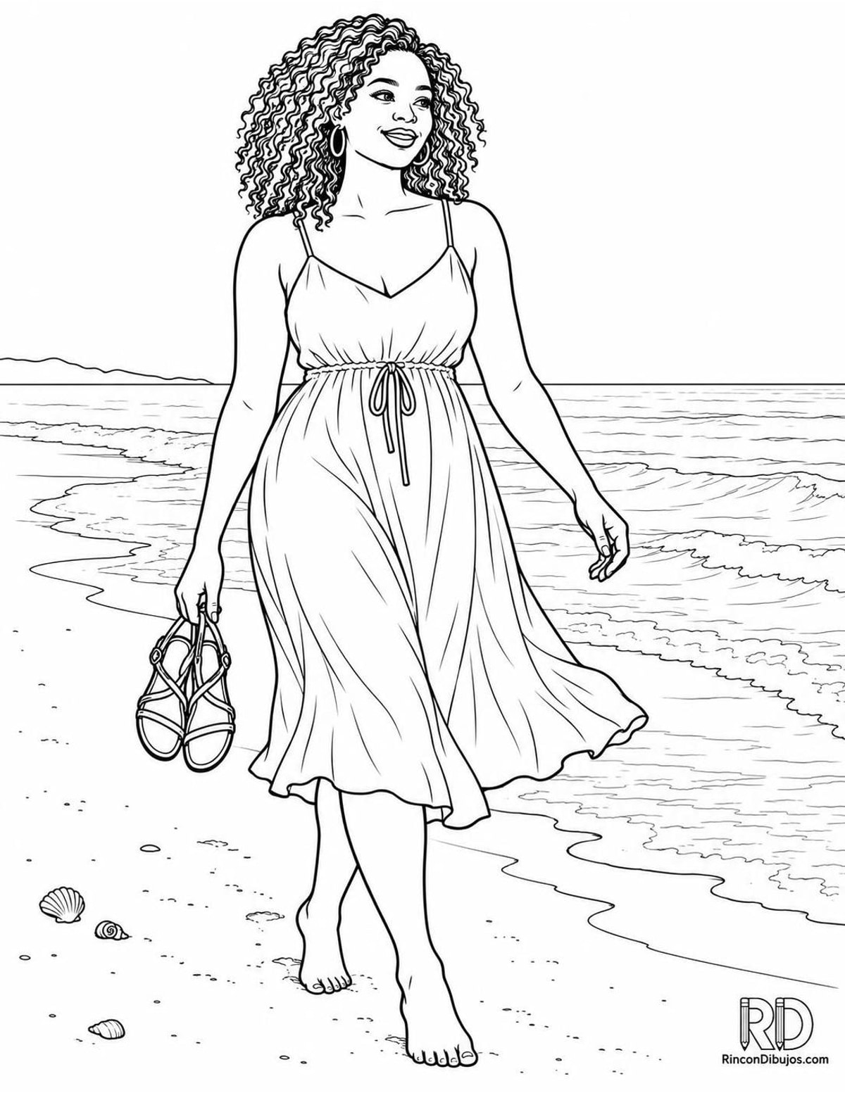 Dibujo de chica paseando para colorear Dibujo de chica paseando para colorear