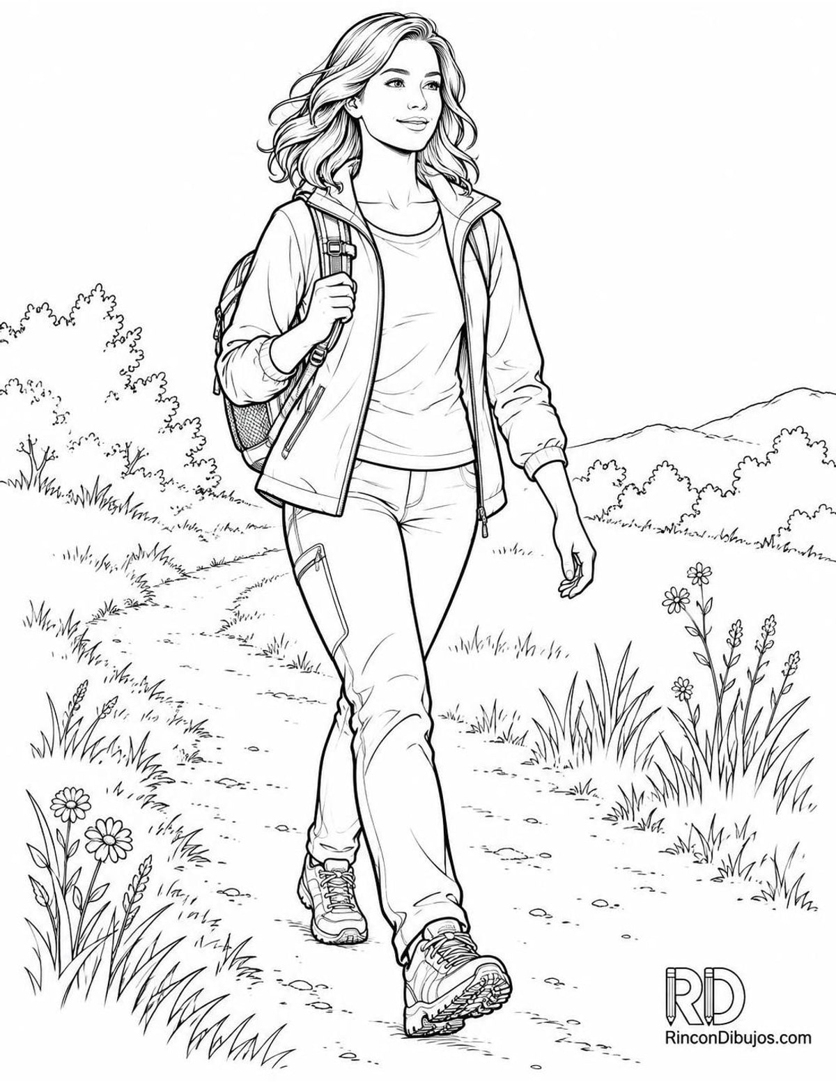 Dibujo de chica senderista para colorear Dibujo de chica senderista para colorear