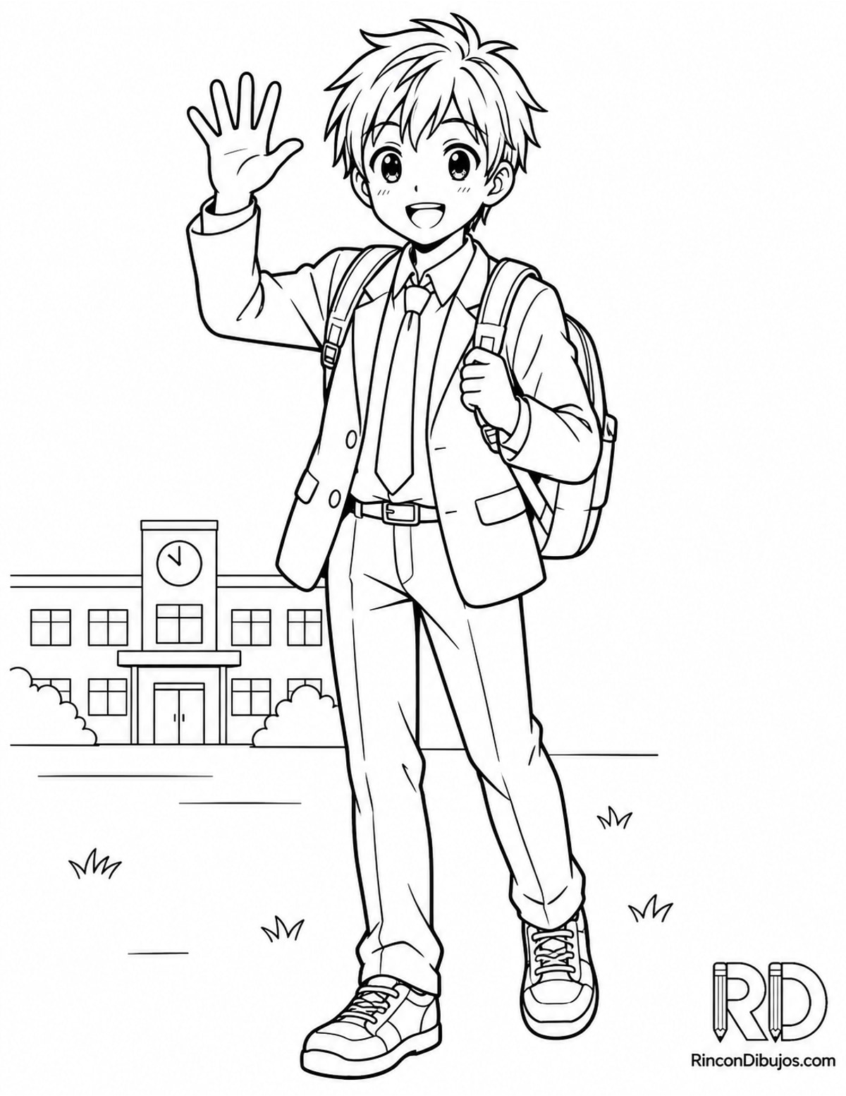 Dibujo de chico anime escolar para colorear Dibujo de chico anime escolar para colorear