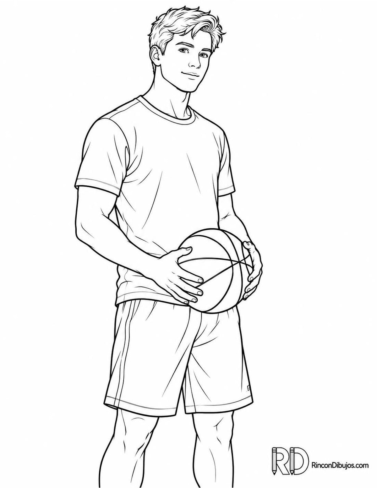 Dibujo de chico guapo con balón para colorear Dibujo de chico guapo con balón para colorear