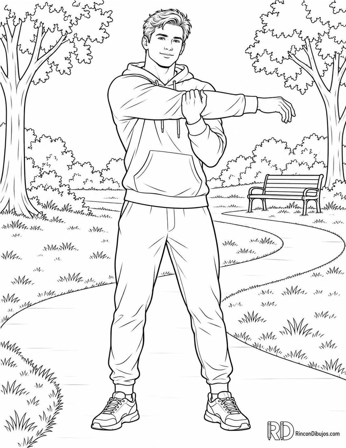 Dibujo de chico guapo estirando para colorear Dibujo de chico guapo estirando para colorear