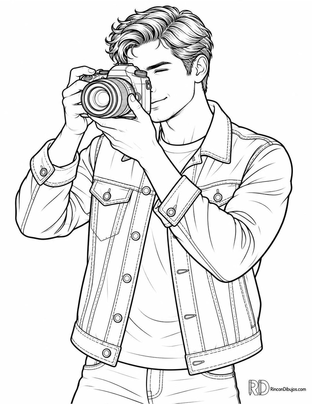 Dibujo de chico guapo fotógrafo para colorear Dibujo de chico guapo fotógrafo para colorear