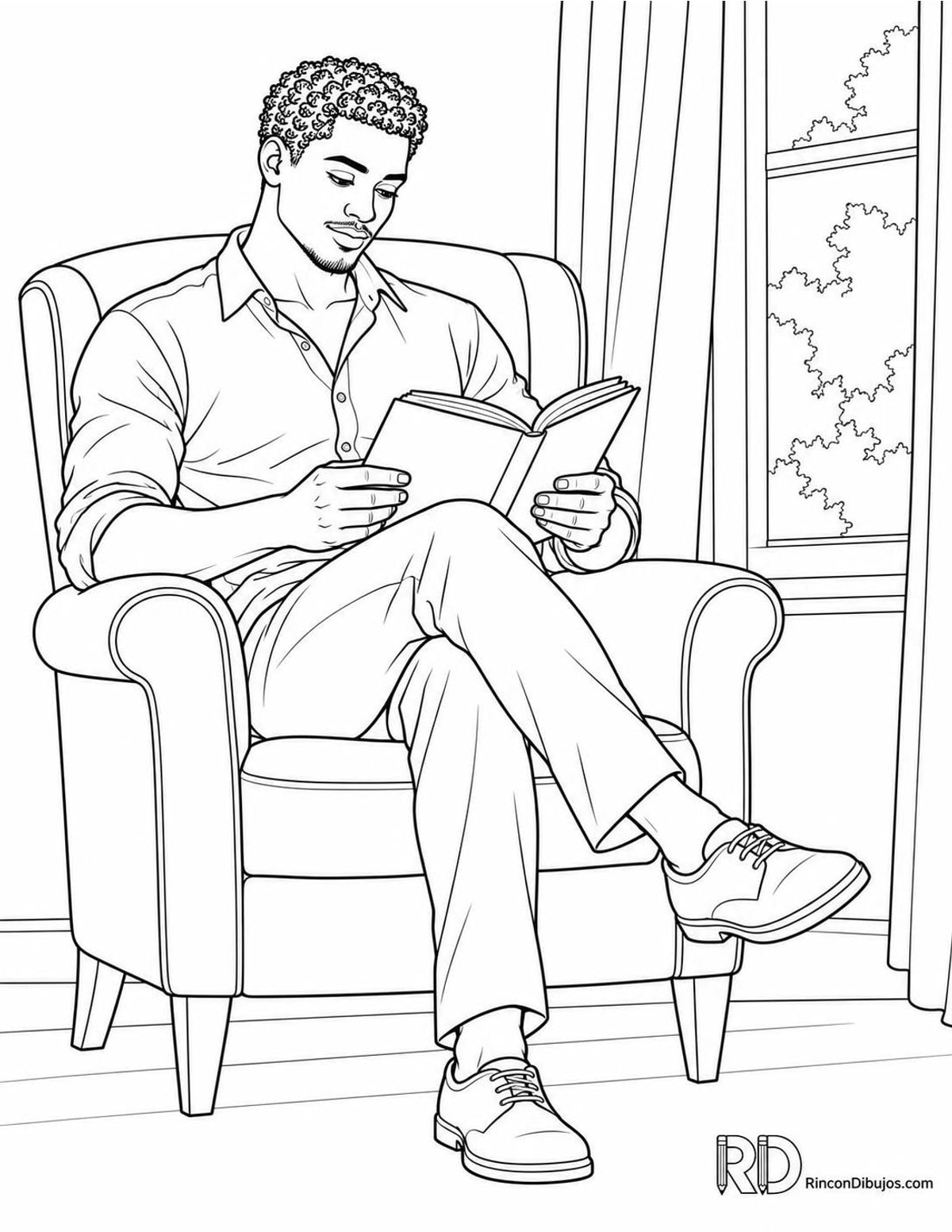 Dibujo de chico guapo leyendo para colorear Dibujo de chico guapo leyendo para colorear