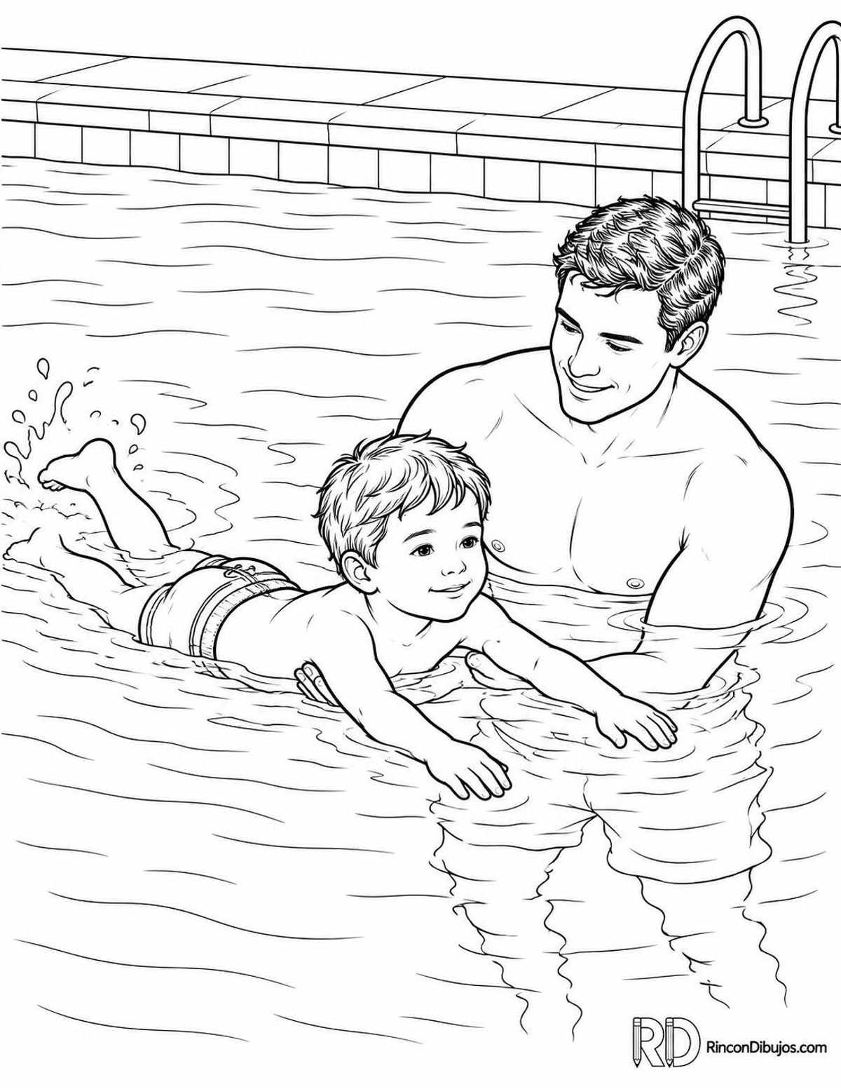 Dibujo de clase de natación para colorear Dibujo de clase de natación para colorear