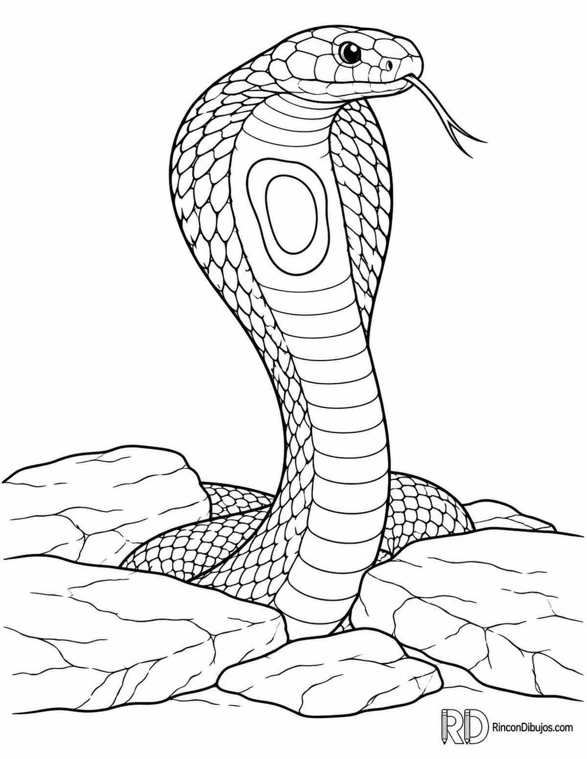 Dibujo de cobra monocelada emergiendo para colorear Dibujo de cobra monocelada emergiendo para colorear